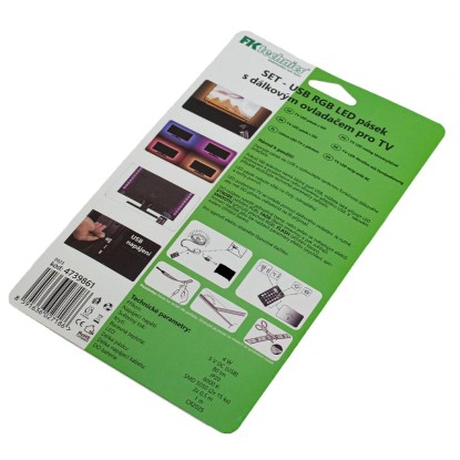 LED trak 30LED/m za TV z USB, z upravljalniki, 5050, IP20, RGB, 2x 0,5 m