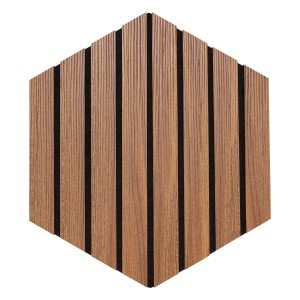 Akustični panel MDF oreh/črni filc 26 x 2,1 x 30 cm