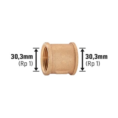 Navojni tulec 30,3 mm (Rp 1) Bakrova zlitina