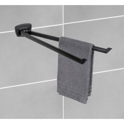 Wenko Držalo za brisače Basic z 2 rokama 8 cm x 5,5 cm x 42 cm črno