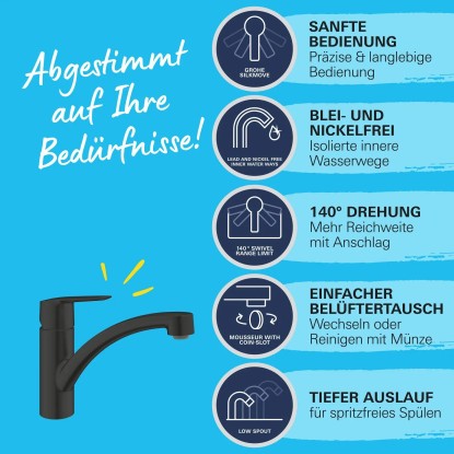 Grohe QuickFix Enoročna armatura za pomivalno korito Start črna