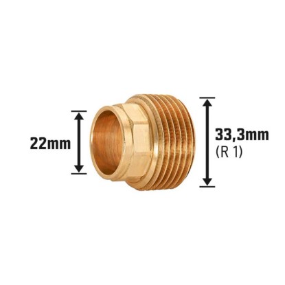 Spajkani prehodni tulec 33 mm Bakrena zlitina