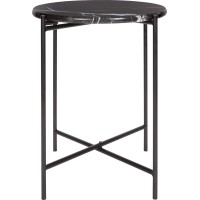 Stranska mizica z marmorno ploščo Midnight Mystery Ø 43 cm V: 50 cm Črna