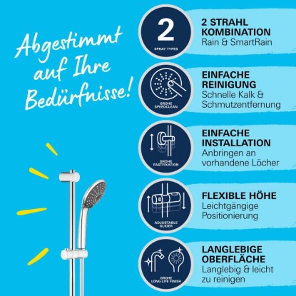 Grohe Komplet nosilcev za prho Vitalio Start 110 Duo Krom 2 vrsti toka
