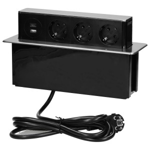 Orno Vgradna napajalna omarica za pohištvo Inox črno-srebrna