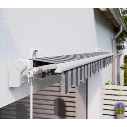 Markiza s pregibnimi rokami Aventura 300 cm × 200 cm, sivo bela črtasta