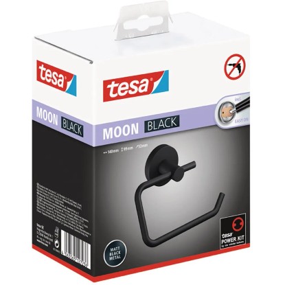 Tesa Držalo za toaletni papir Moon Črno Mat vklj. z lepilom
