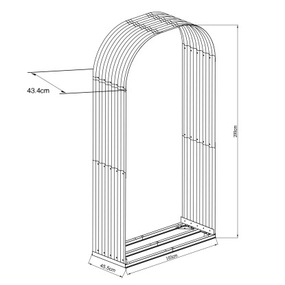 Floraworld Stojalo za drva v obliki polkrožnega loka 103 cm x 40 cm x 200 cm