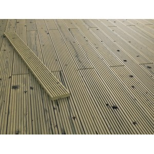 Terasna deska narebrena Zelena tlačno impregnirana 14,4 cm x 2,7 cm x 300 cm