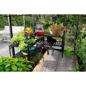 Aluminijasta miza 2 polici 121 cm x 54 cm x 76 cm črna