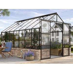 Rastlinjak Cassandra 11500 ESG 3 mm črn s podzidkom Siola peščenjak