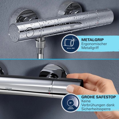 Grohe Garnitura za prho Vitalio Comfort 250 krom oglata s termostatom