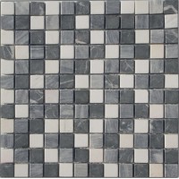 Mozaična ploščica iz marmorja siva, bela mešanica barv 30 cm x 30 cm