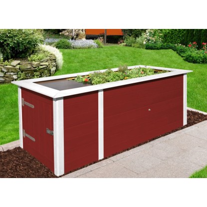 Weka Visoka greda 81 cm x 205 cm x 79 cm Rdeča z omarico