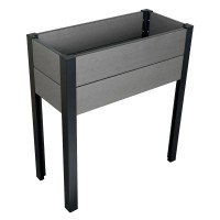 WPC visoka greda za balkon z aluminijastimi stebri sivo-črna 88 x 80 x 35 cm
