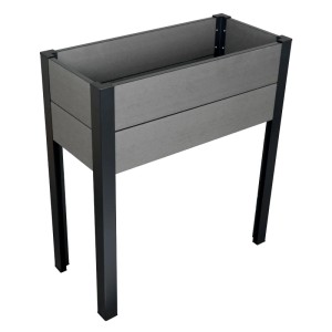 WPC visoka greda za balkon z aluminijastimi stebri sivo-črna 88 x 80 x 35 cm