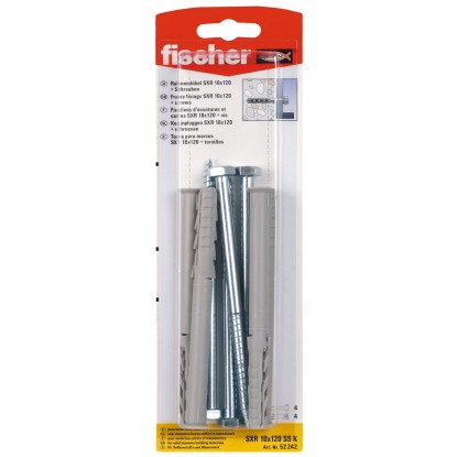 Fischer Zidni vložek dolgi SxR 10 x 120 SS K z vijakom (4 kosi)