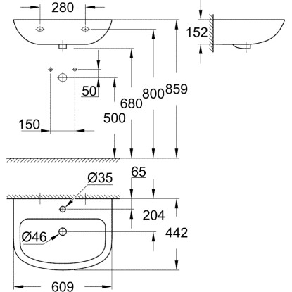 Grohe Umivalnik keramika 60 cm bela