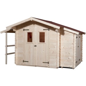Weka Lesena hiška Bologna Plus 19 natur 340 x 200 cm, od tega 140 cm nadstreška