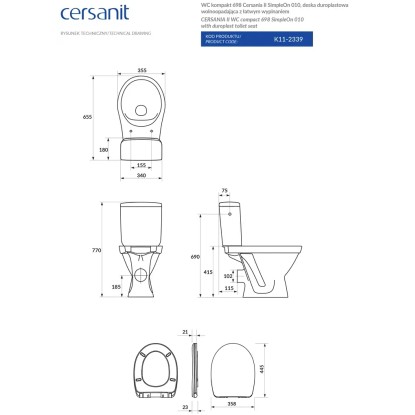 Cersanit WC-komplet Cersania v enem bloku