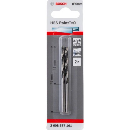 Bosch Spiralni sveder HSS PointTeQ 4 mm 2 v kompletu