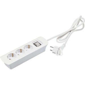 Razdelilec s ploščatimi vtikači bela s stikalom