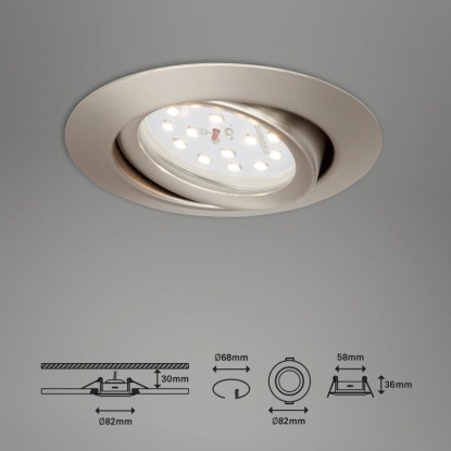 Briloner LED vgradna svetilka mat nikelj
