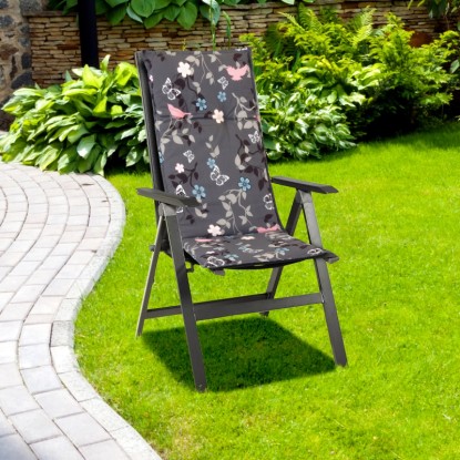 Blazina za stol z visokim naslonjalom Bregenz siva s cvetlicami