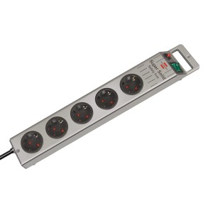 Brennenstuhl Električni razdelilnik Super-Solid 5 vtičnic črno-srebrn 2,5 m
