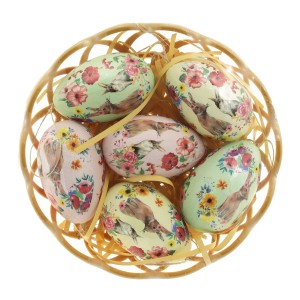 Okrasna velikonočna košara s 6 jajci 6 cm