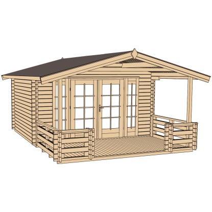 Weka Vikend hiška 137 B Vel. 2 380 cm x 580 cm od tega 200 cm pokrite terase