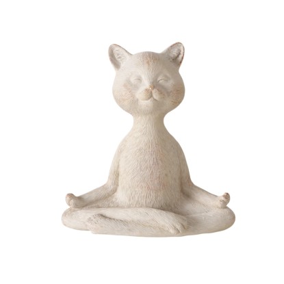 Boltze Home Okrasna figura Yoga mačka 3 vrste sortirano 15 x 6 x 14,5 cm bež