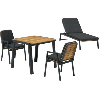 Vrtni stol Olary 69,5 cm x 60 cm x 86 cm Akacijev les Temno siva