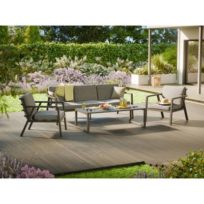 Sedežni in jedilni komplet Tamworth 4-delni aluminij antracitno siva