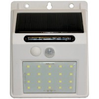 LED stenska solarna svetilka s senzorjem 3 W/200 lm/3,7 V/1200 mAh/IP65 bela