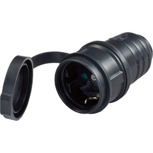 Zaščitna kontaktna spojka Guma s pokrovom Črna za notranje prostore