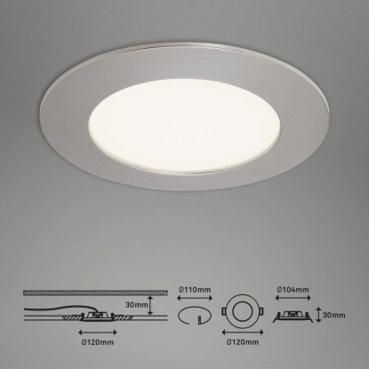 Briloner Vgradna LED-svetilka Komplet 3 kosov Nikelj mat V: 2,9 cm Ø: 12 cm