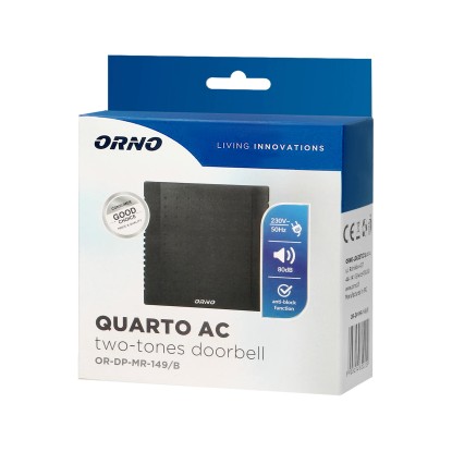 Orno Dvotonski zvonec Quarto Mini AC 230 V črn
