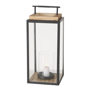Boltze Home Laterna Damiano velika 45 cm x 20 cm x 20 cm črna-naravna