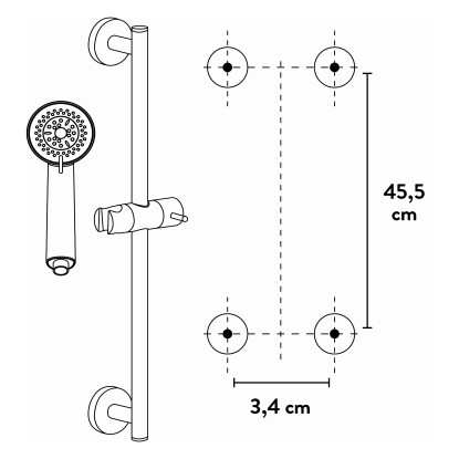 baliv Garnitura za ročno prho DBS-50.150 Črna mat