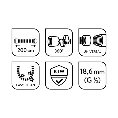 baliv Cev za prho BSL-150.20 za ročne prhe 200 cm Srebrna-črna