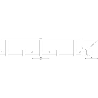 Siro Letvica s kljukicami 1674 Kovinska Aluminij mat Dolžina 550 mm 5 kavljev