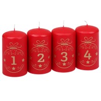 Steinhart Valjaste sveče Advent Balls 1-4 rubin Ø 5,7 cm x 10 cm 4 kosi