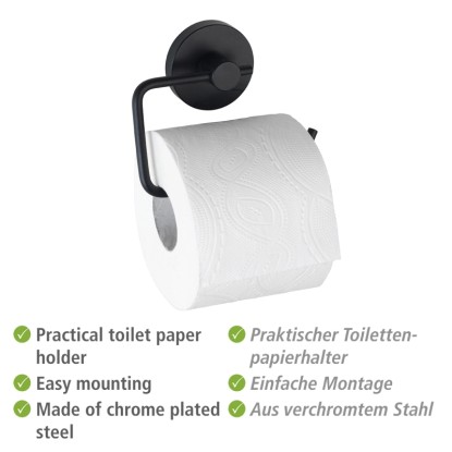 Wenko Držalo za toaletni papir Milazzo Vacuum-Loc črno