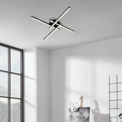 Brilo LED-stropna svetilka Rey 4-plamenska Črna