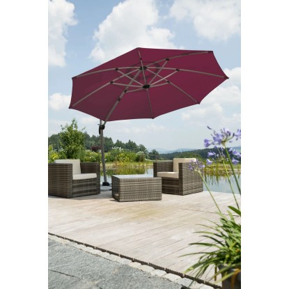 Schneider Senčnik Rhodos Ø 350 cm bordo z ročnim mehanizmom