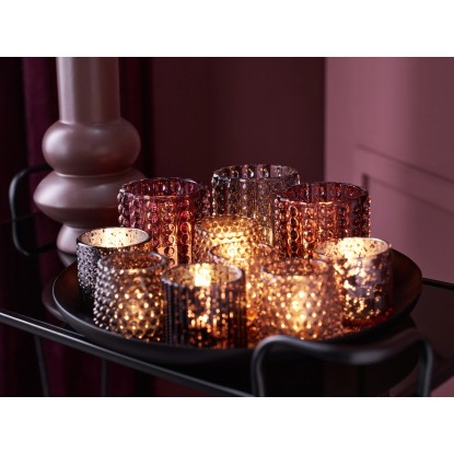 Stojalo za čajne svečke Midnight Mystery Temno sivo steklo 9 cm x Ø 9 cm