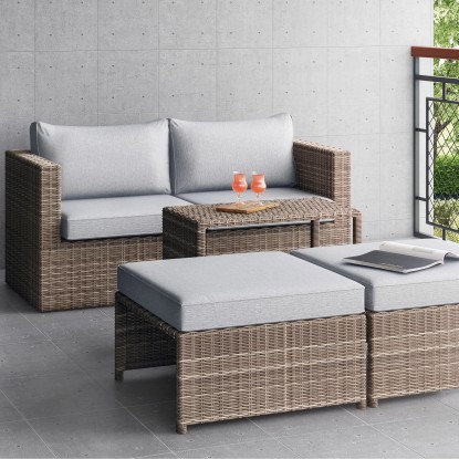 Balkonska garnitura Olea Compact 5-delna poliratan svetlo siva