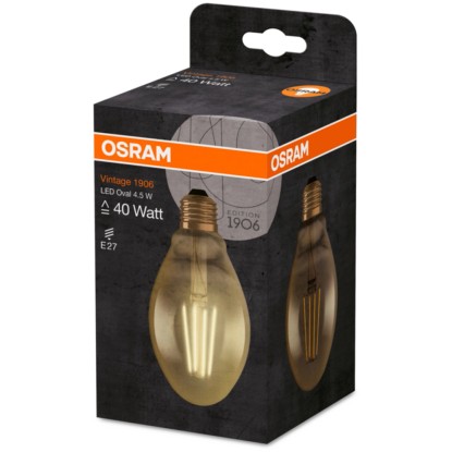 Osram LED-sijalka 1906 ovalne oblike E27/4,5 W (470 lm) topla bela