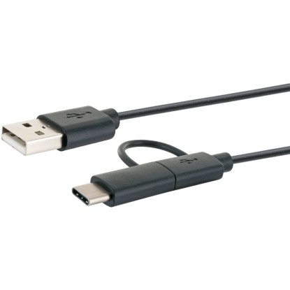 Schwaiger USB sinhr. in polnilni kabel USB 3.1 tip C/USB 2.0 Micro B črni 1 m